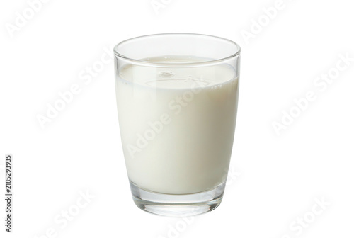 Clear Glass Filled With Fresh White Milk Isolated On Black Background