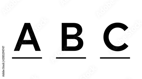 Obraz na płótnie Isolated prominent uppercase letters A B C with underlines and numeric code C 1191