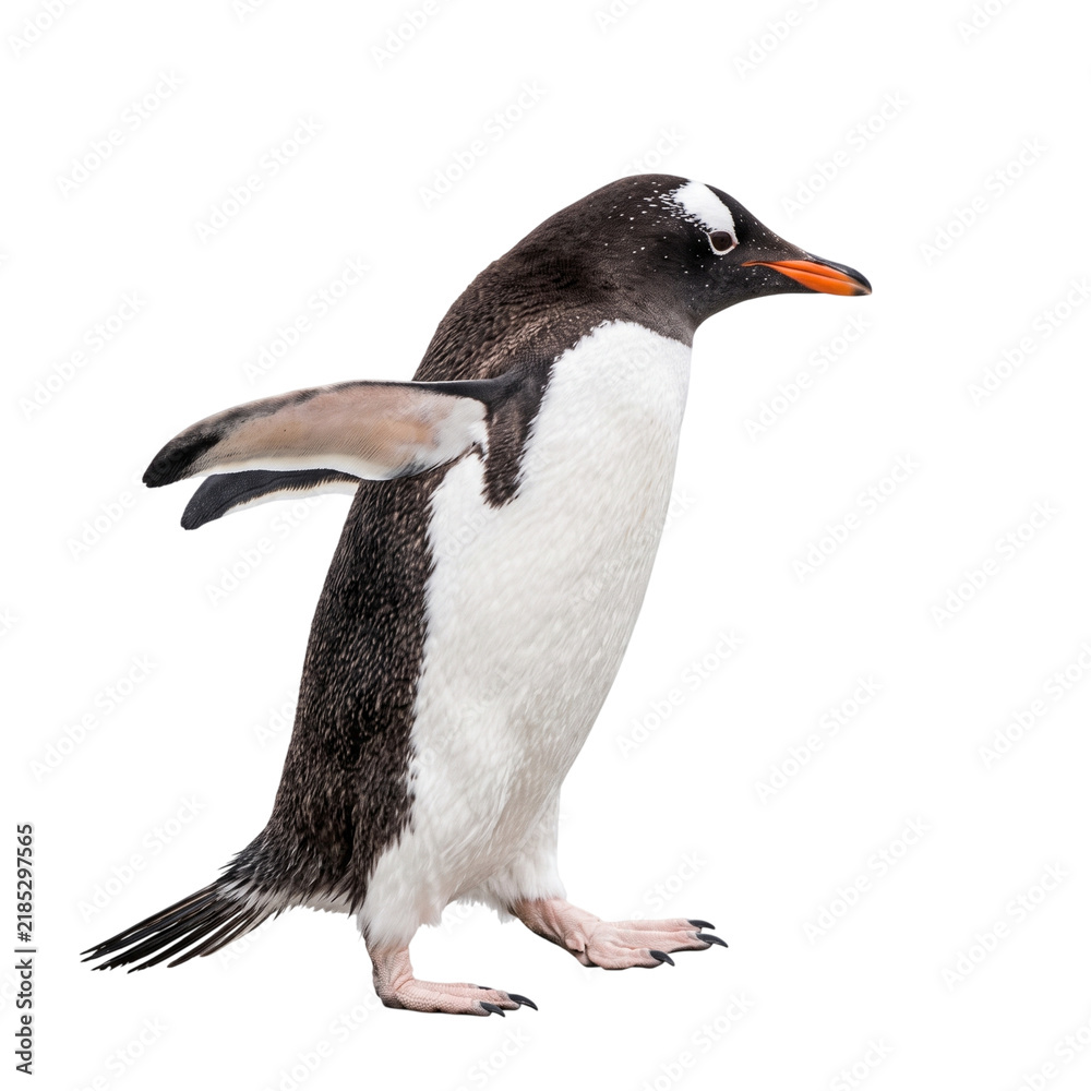 Fototapeta premium Penguin standing isolated side view