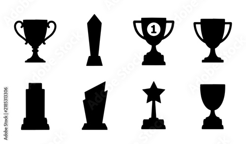 Diverse Trophy Collection Vector Icons: Award, Victory, Achievement, Recognition, Competition, Success Symbols