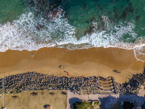 Fotografie Aerial top view of San Carlos beach, Monterey, CA, United States