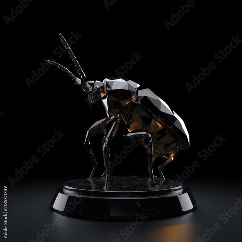 Geometric Smoked Glass Weevil Insect Sculpture