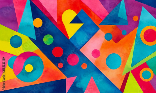 Bright abstract background with multicolor shapes, colorful watercolor pattern