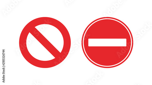No entry stop sign icon set, red prohibition symbols, do not enter traffic signs, restricted access warnings, road safety and regulatory signage.