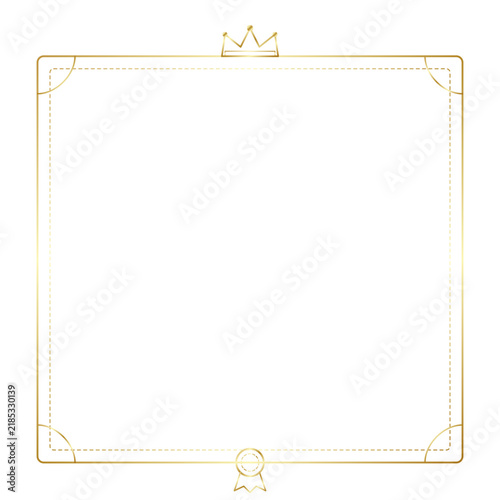 Luxury Gold Certificate Frame with Imperial Crown Header and Guilloche Corners Vector