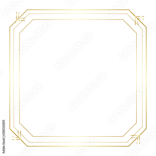 Art Deco Hexagonal Faceted Border with Geometric Inset Chevron Accents Vector