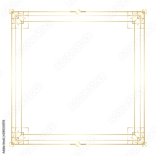 Art Deco 1920s Stepped Geometric Frame with Sunburst Ray Corners Vector