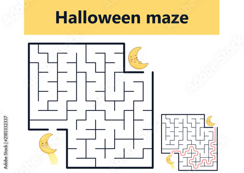 Fotografie Halloween maze with whimsical designs and cheerful moons, playful layout