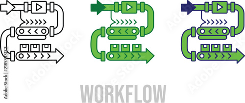 Business Workflow Process Icon  Task Automation and Pipeline Vector