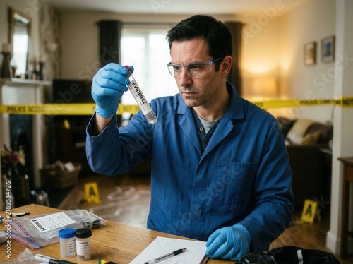 Forensic Investigator Examines Crucial Evidence In Crime Scene Investigation