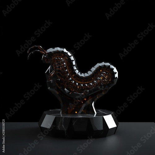 Low-Poly Smoked Obsidian Centipede Figurine