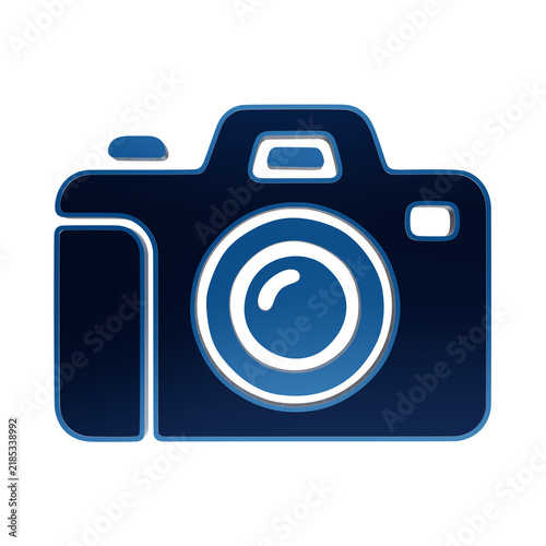 Foto A blue glowing camera icon, representing digital imaging, media, capturing memor