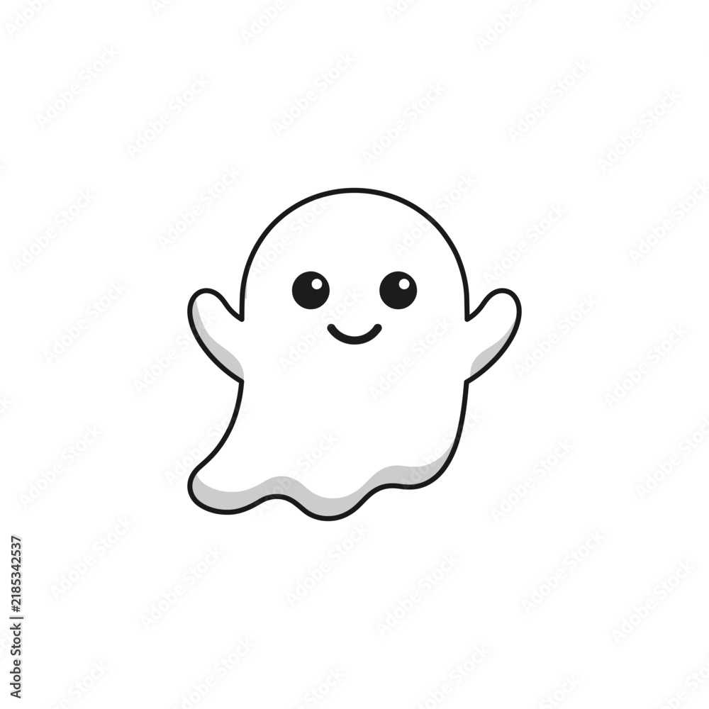 Fototapeta premium Cute happy little ghost cartoon character
