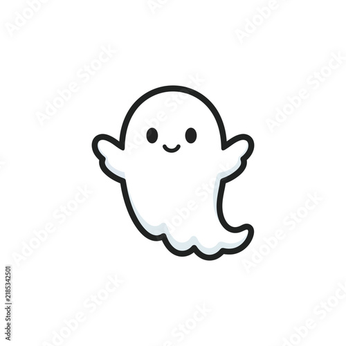 Cute smiling ghost cartoon character
