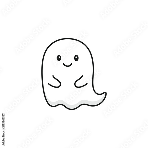 Cute smiling little ghost cartoon character