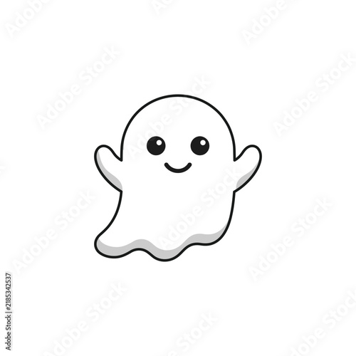 Cute happy little ghost cartoon character