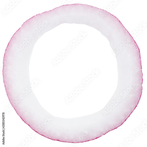 Single red onion ring isolated on transparent background