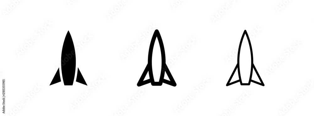 Fototapeta premium Startup launch and rocket speed icon set