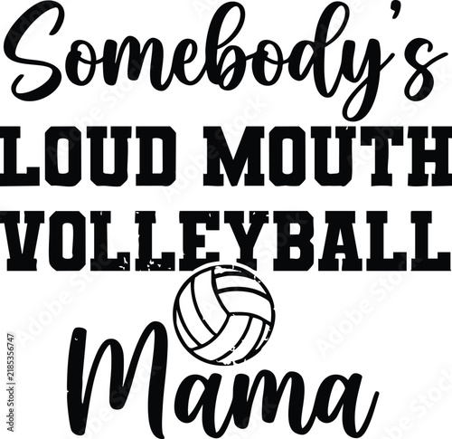 Volleyball illustration with bold typography on a white background