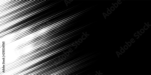 Bild auf Leinwand Black and white halftone dotted abstract dynamic pattern background