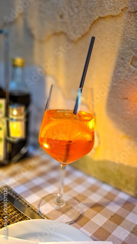 A typical Italian orange drink in a pub in Venice, Italy
