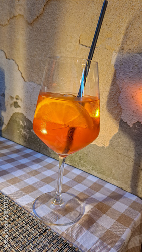 A typical Italian orange drink in a pub in Venice, Italy

