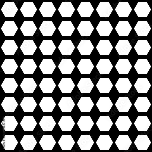 Seamless White Hexagon Geometric Pattern on Black Background