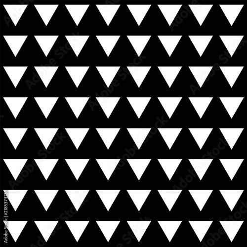 Seamless White  Triangle  Geometric Pattern on Black Background