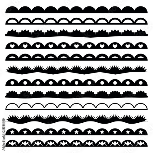 Set of cute wave scallopes with decorations