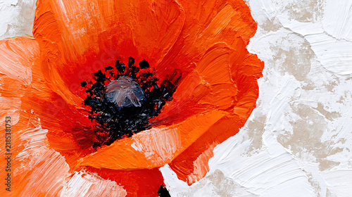 Abstract Oil Painting with Vibrant Orange and Black Brushstrokes