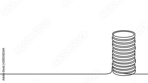 One Line Stack of Coins Savings Outline
