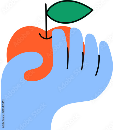 Hand Holding Apple Doodle