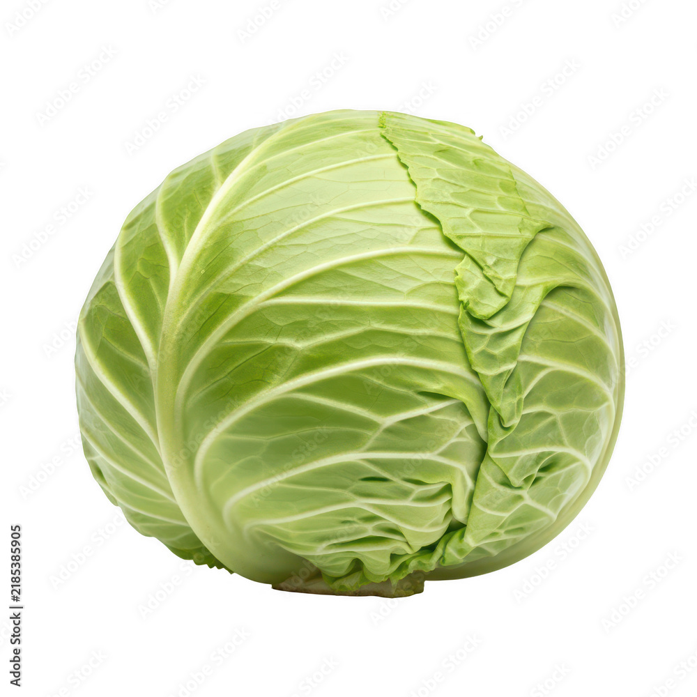 Fototapeta premium A green cabbage on a white background