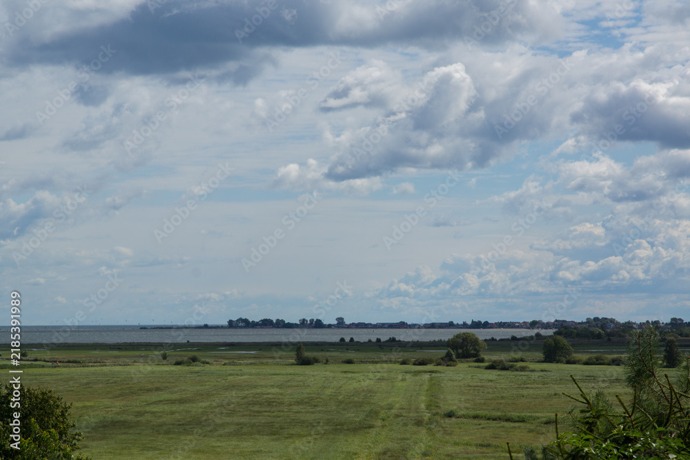 Fototapeta premium Panoramic Landscape View of Beka Nature Reserve and Rewa Across Puck Bay, Poland