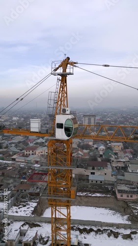 Building construction process drone footage. High quality FullHD footage