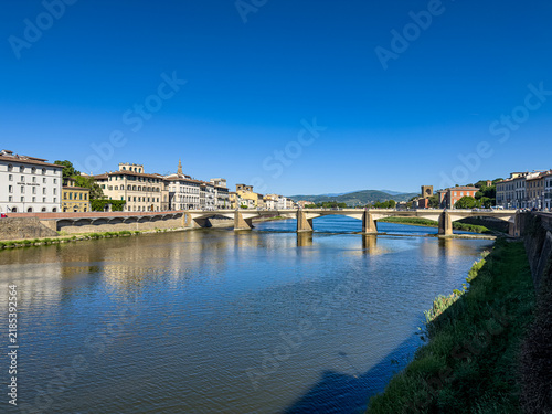 Fotografie Ponte alle Grazie and the Arno river in Florence, Italy