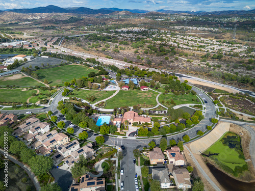 Canvastavla Valencia, California, CA September 7, 2026: Aerial View Drone Photo toward Valen