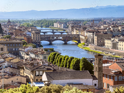 Canvastavla Ponte Vecchio and the bridges of the Arno from above