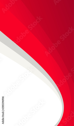 Dynamic red and white abstract background with flowing curves.