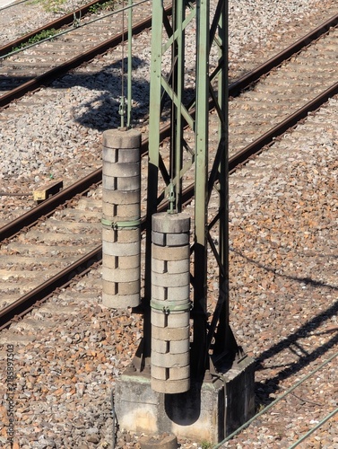 фотографія Railway Catenary Counterweights and Tensioning System