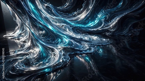 Dynamic Blue Energy Flow Vortex on Dark Background