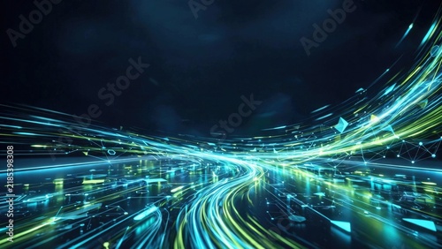 Futuristic Digital Data Flow Background Technology Concept