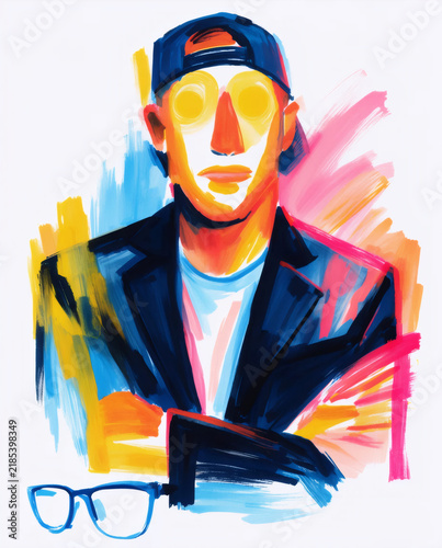 Abstract Fashion Portrait of Man in Bold Colors