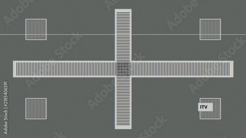 Retro tv test screen with horizontal and vertical lines showing signal interference and noise glitch motion.