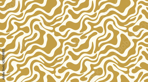 Seamless Abstract Wavy Line Pattern Gold And White Background