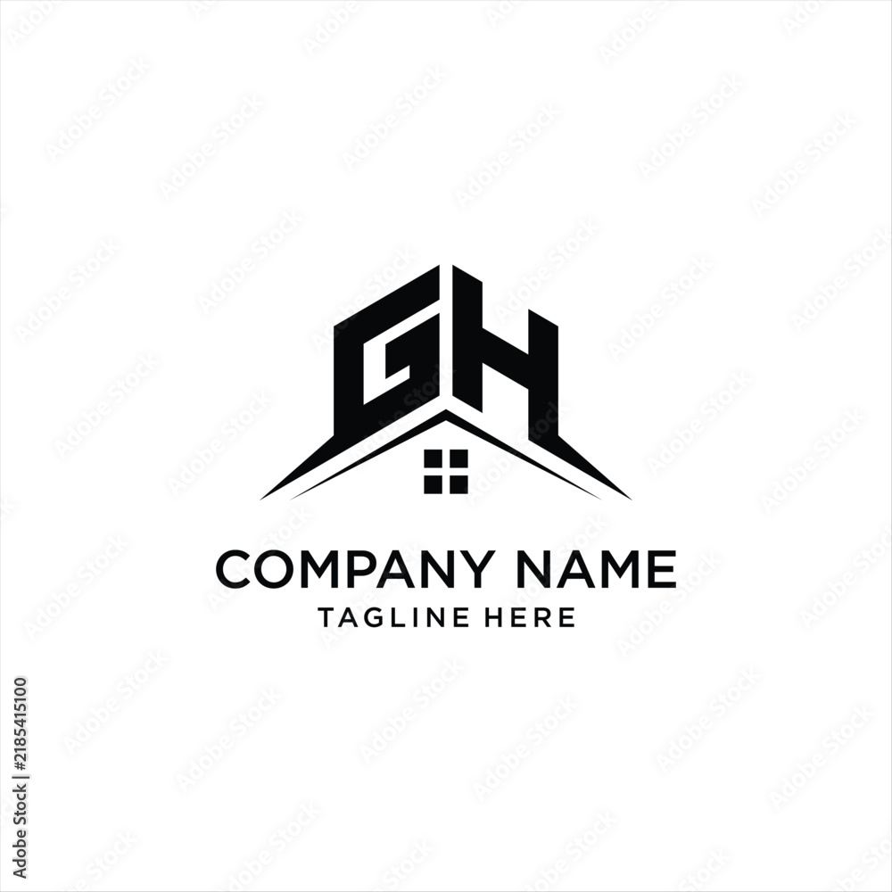 Fototapeta premium Letter GH Logo Design with Architecture Element