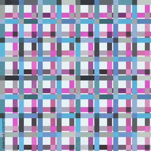 Seamless Colorful Plaid Tartan Pattern with Pink Blue and Grey Intersecting Stripes, Abstract Geometric Checked Texture for Fabric Textile Print, Wallpaper and Apparel Design