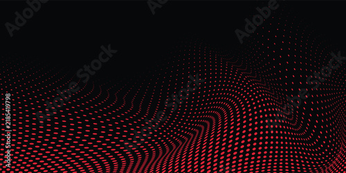 Abstract red halftone wave background with flowing dotted gradient, warm modern texture