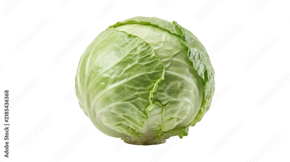 Obraz premium Fresh Whole Green Cabbage on Black Background transparent background