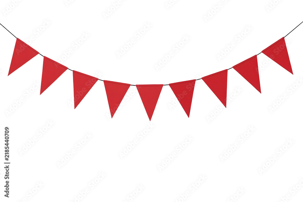 Fototapeta premium Red triangular party flag garland